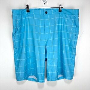 Peter Millar Lightweight Water Shorts Men Size 40 Blue‎ White Check Stretch Golf